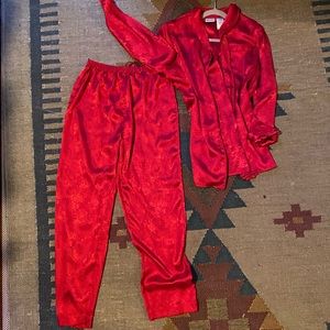 Jacquard Red Pant Set